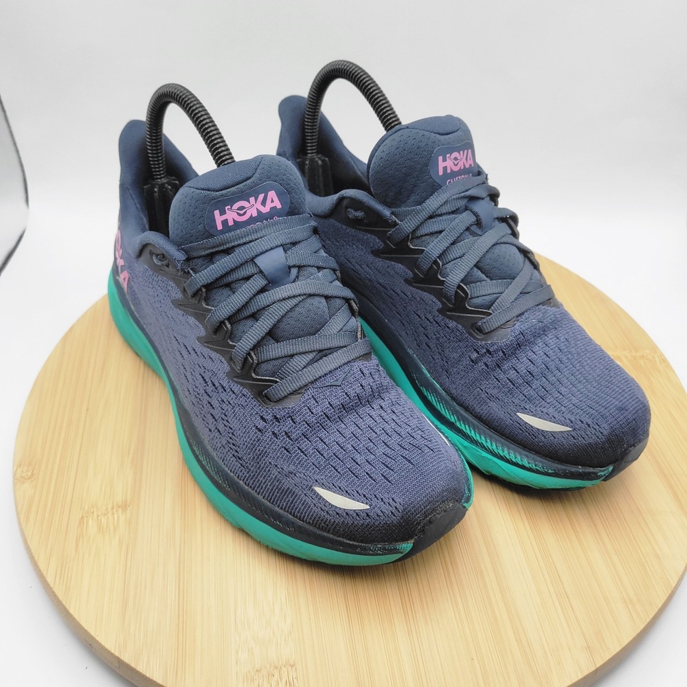 Hoka Clifton 8 Womens Running Shoes Blue Teal Pink Sneakers Size 8